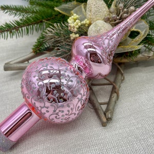 Aunt christmas gift Pink Christmas tree topper mercury Glass Finials Tree top  Ornament glass tree toppers ornaments 2024 christmas gifts