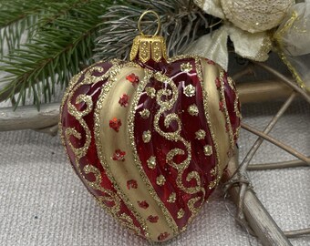 Red Heart Christmas glass ornament,family christmas ornament,friend christmas gift,new home christmas ornament 2025 - Festive Holiday Decor