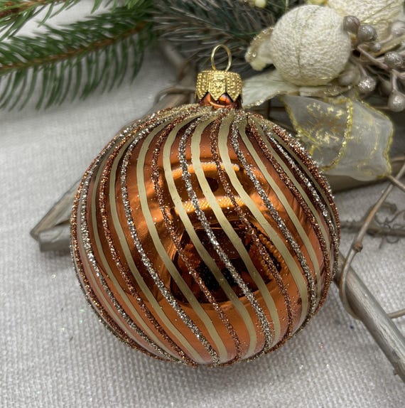 Handgefertigte Bronze Glas Christbaumkugel - Elegantes Weihnachtsdekor 2025 - Luxus Weihnachtsbaum Dekoration - Vintage Stil Kugel