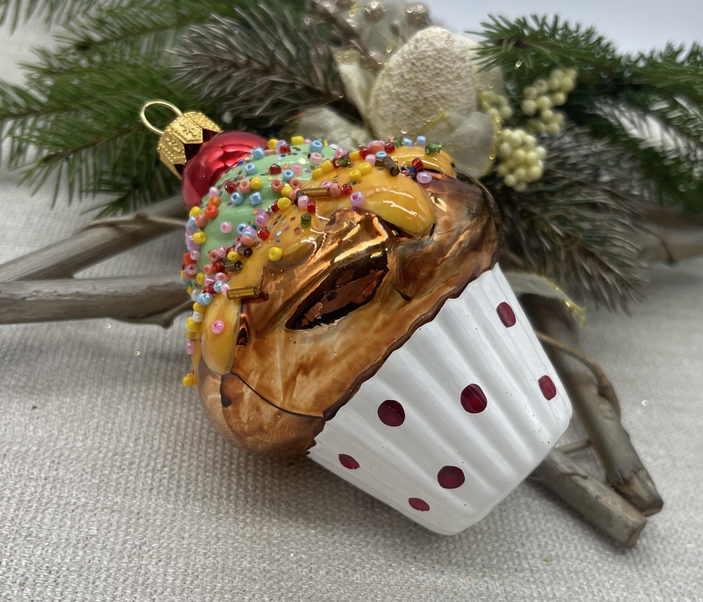 おいしいケーキのクリスマスガラスオーナメント、クリスマスの吹き