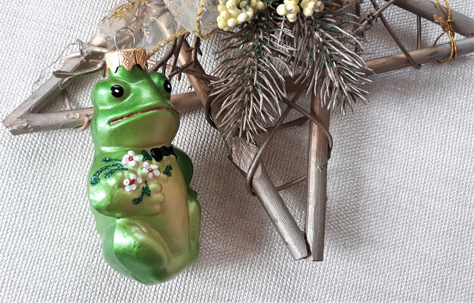 Frog Christmas glass ornaments blown hand painted glass Etsy