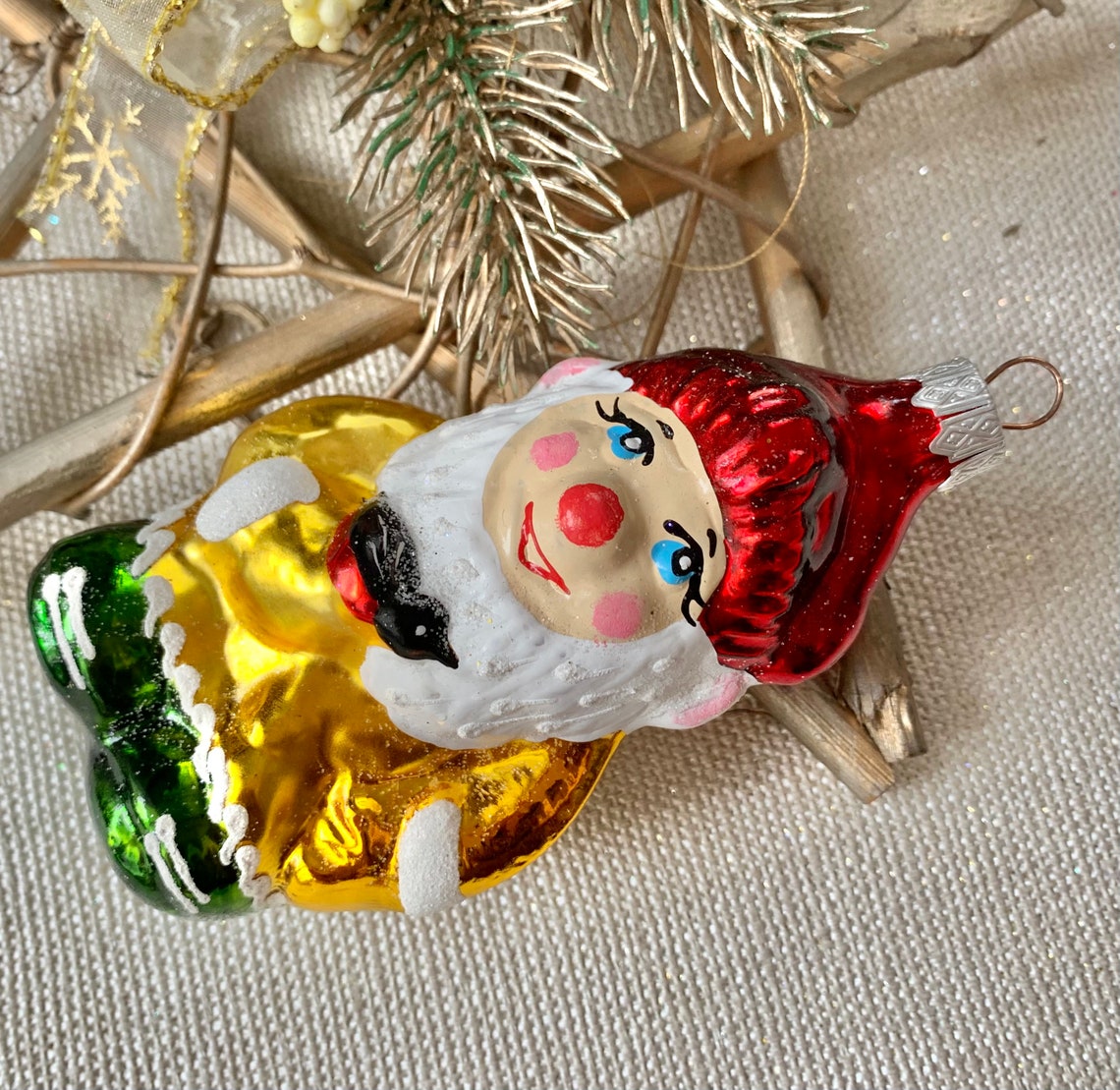 Gnome Christmas glass ornaments blown hand painted glass Etsy
