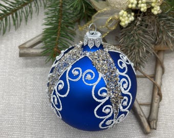 模様付きボール、手描きのクリスマスガラスオーナメント、カスタム