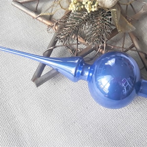 Christmas glass tree topper 9 inch,vintage tree topper Christmas,Glass Finial Xmas Tree top, Festive Spire Ornament, Tree decor