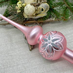 Pink Christmas tree topper mercury Glass Finials Tree top Festive Spire Ornament glass tree toppers new home ornaments 2024 christmas gifts