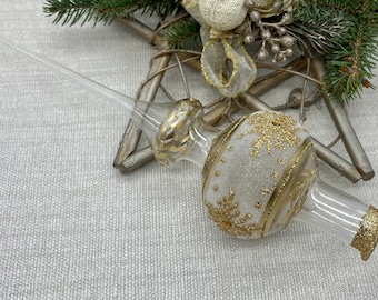 Christmas glass tree topper 9 inch,vintage tree topper Christmas,Glass Finial Xmas Tree top, Festive Spire Ornament, Tree decor