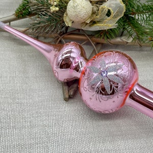 Shiny brite Pink Christmas tree topper mercury Glass Finials Tree top Ornament glass tree toppers new home ornaments 2024 christmas gifts