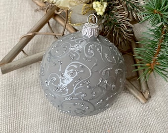 黒の手描きクリスマスガラスオーナメント、カスタムオーナメント