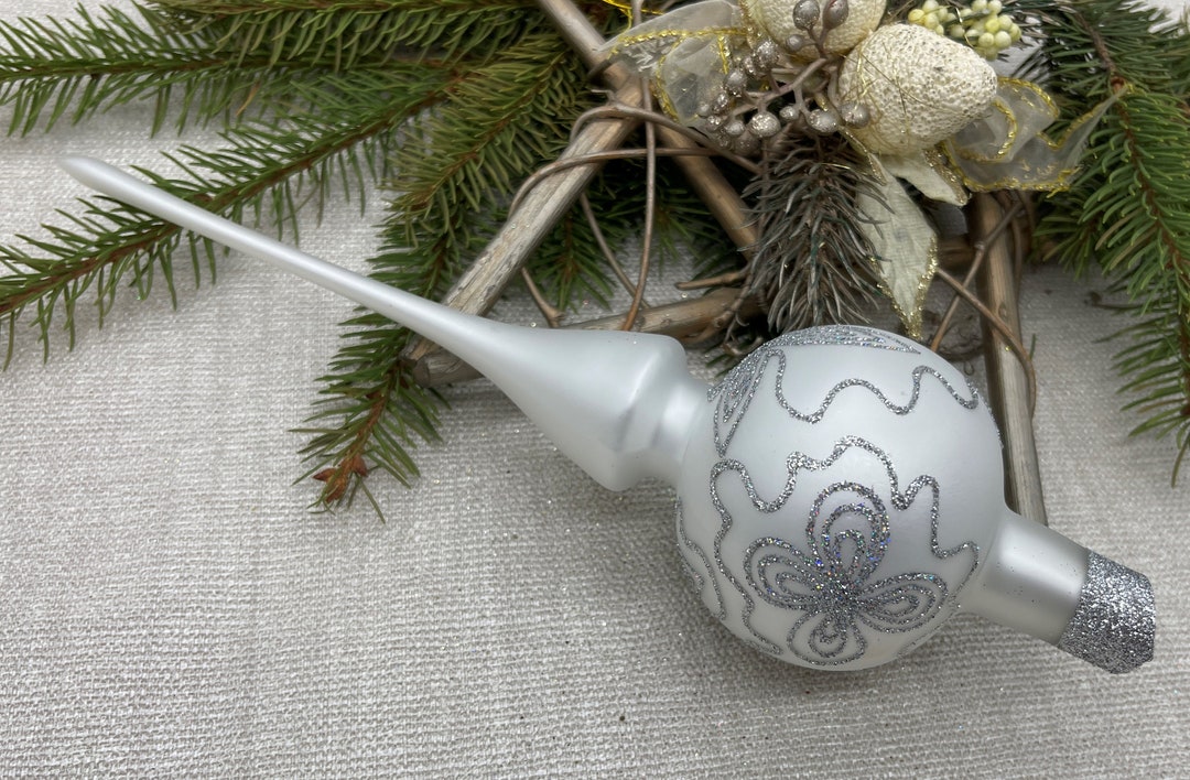 Decorazioni natalizie 2024, puntale per albero di Natale in vetro