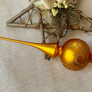 Christmas glass tree topper 9 inch,vintage tree topper Christmas,Glass Finial Xmas Tree top, Festive Spire Ornament, Tree decor