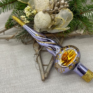 Unique christmas gift Purple Christmas glass tree topper mercury Glass Finial Tree top Festive Spire Ornament vintage christmas tree toppers