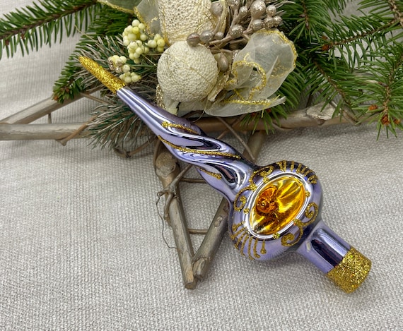Einzigartiges Weihnachtsgeschenk Lila Glas Christbaumspitze merkur Glas Finial Baumspitze Festliche Turmspitze Ornament vintage Weihnachtsbaumspitzen