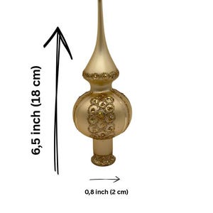 Handmade Tree Topper – Vintage-Style Glass Ornament – 6.5&quot; Christmas Finial – Gold Glass Tree Decoration