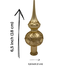 Handmade Tree Topper – Vintage-Style Glass Ornament – 6.5&quot; Christmas Finial – Gold Glass Tree Decoration