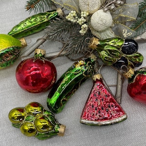 8個セット フルーツと野菜のコレクション クリスマスオーナメント、フルーツオーナメント、ビーガンクリスマス、クリスマスオーナメント2024、クリスマスデコレーション