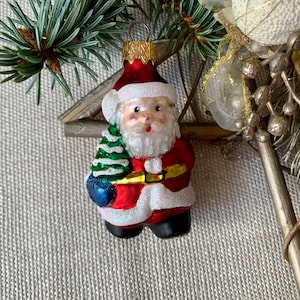 Santa Christmas glass ornaments, blown hand painted glass figurine, handmade Christmas ornament, Christmas gift 2022