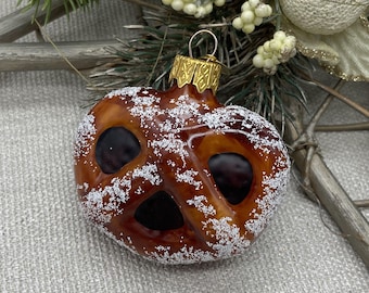 プレッツェルのクリスマスガラスオーナメント、吹きガラスのクリスマス