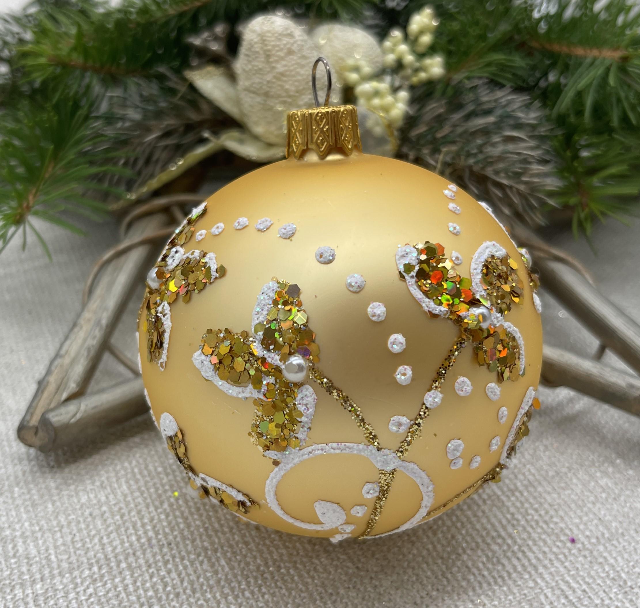 Gold Christmas Glass Ball Ornament, Hand Painted Xtmas Glass Decorations,  Traditional XMAS Glass Ornament, Crafted Xtmas Handmade 2025 - Etsy, image size:2222x2111