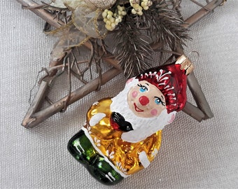 Adornos navideños de vidrio de gnomo, figura de vidrio soplado y pintado a mano, regalo de Navidad, adornos para árbol de Navidad, decoración navideña 2025
