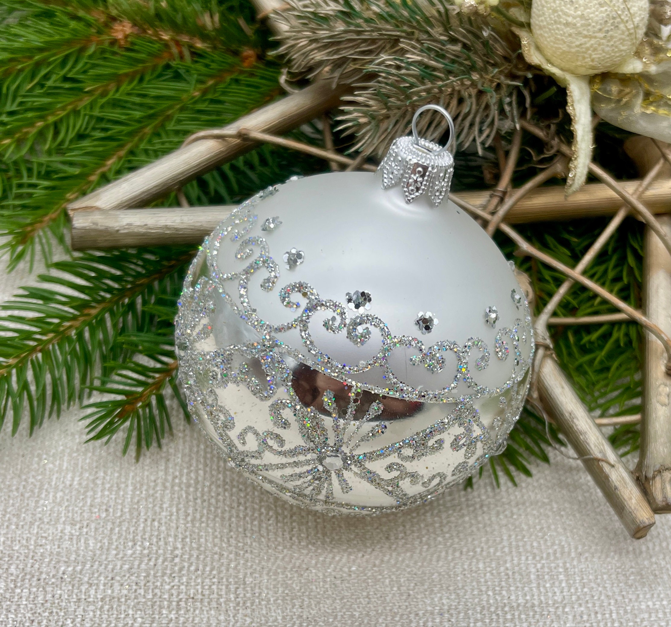 クリスマスオーナメント　手書きグラスボール　オーストリア製 クリスマスオーナメント 手書きグラスボール オーストリア製