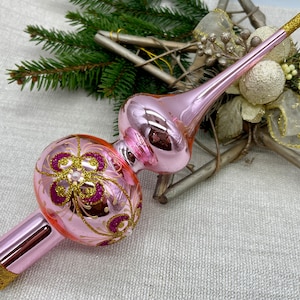 Pink Christmas tree topper mercury Glass Finials Tree top Festive Spire Ornament glass tree toppers new home ornaments 2024 christmas gifts