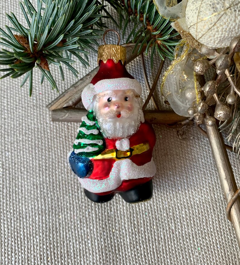 Santa Christmas glass ornaments, blown hand painted glass figurine, handmade Christmas ornament, Christmas gift 2022 image 5