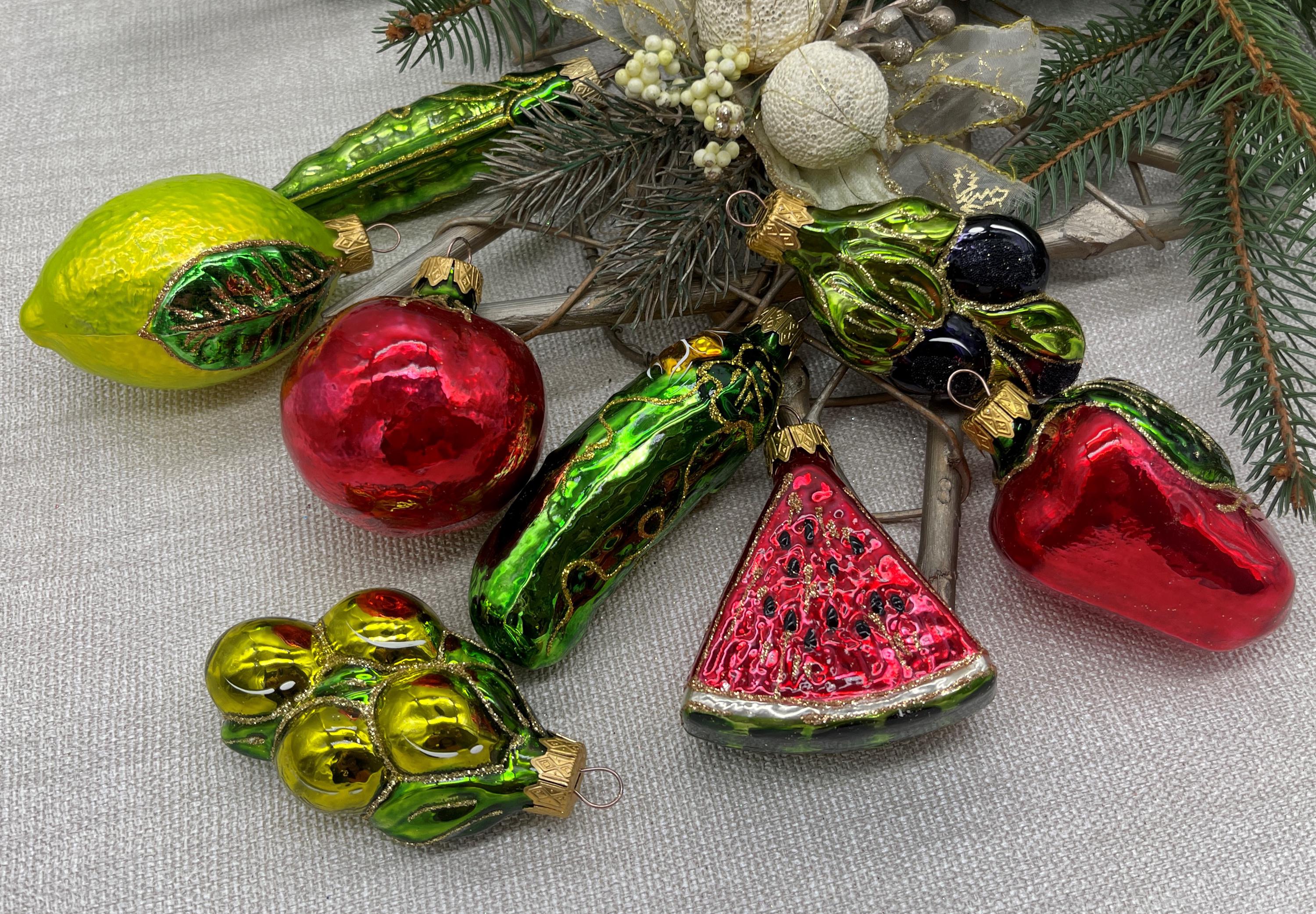 Set of 8 Fruits and Vegetables Collection Christmas Ornament,fruit