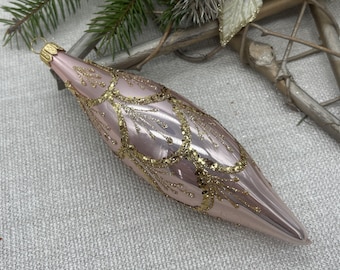 Icicle pink Christmas glass ornaments,blown hand painted glass figurine,Christmas tree ornaments, Christmas gift,Christmas 2025