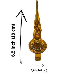 Handmade Tree Topper – Vintage-Style Glass Ornament – 6.5&quot; Christmas Finial – Gold Glass Tree Decoration
