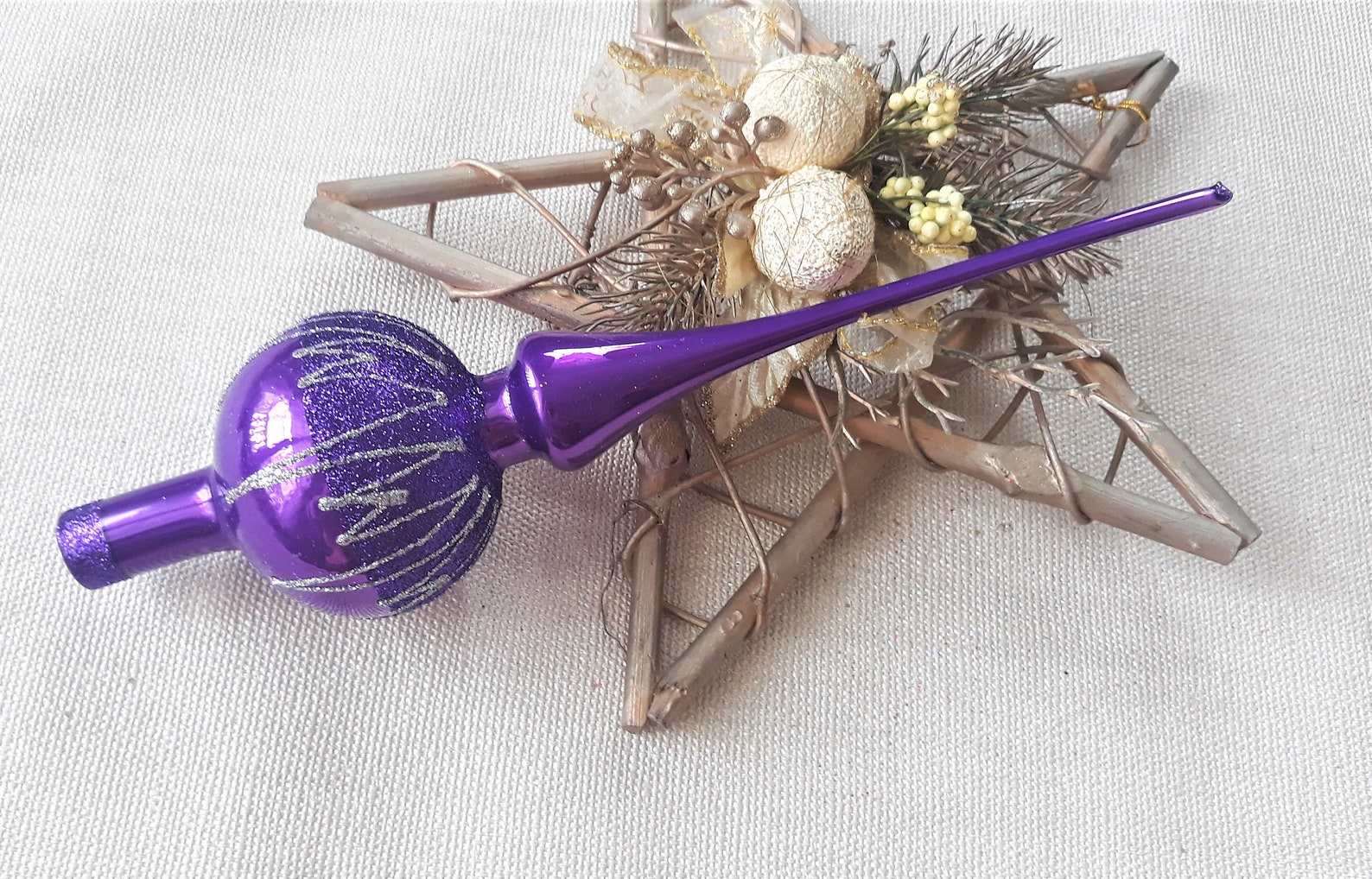 Purple Christmas Glass Tree Topper 9 Inchvintage Tree Topper Etsy