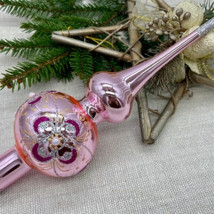 Shiny brite Pink Christmas tree topper mercury Glass Finials Tree top Ornament glass tree toppers new home ornaments 2024 christmas gifts