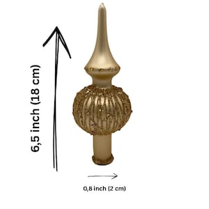 Handmade Tree Topper – Vintage-Style Glass Ornament – 6.5&quot; Christmas Finial – Gold Glass Tree Decoration