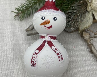 Snowman Christmas glass ornament, family christmas ornament, friend christmas gift, new home christmas ornament 2025 - Festive Holiday Decor