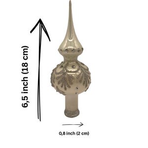 Handmade Tree Topper – Vintage-Style Glass Ornament – 6.5&quot; Christmas Finial – White Glass Tree Decoration