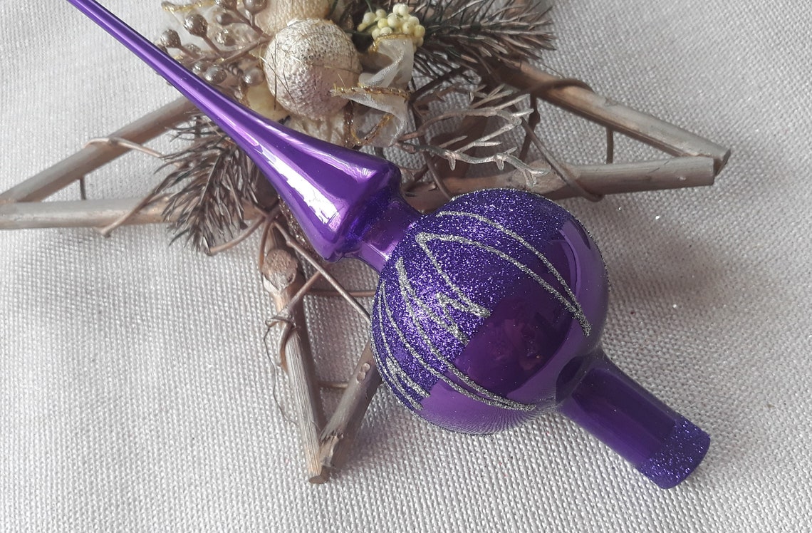 Purple Christmas Glass Tree Topper 9 Inchvintage Tree Topper Etsy