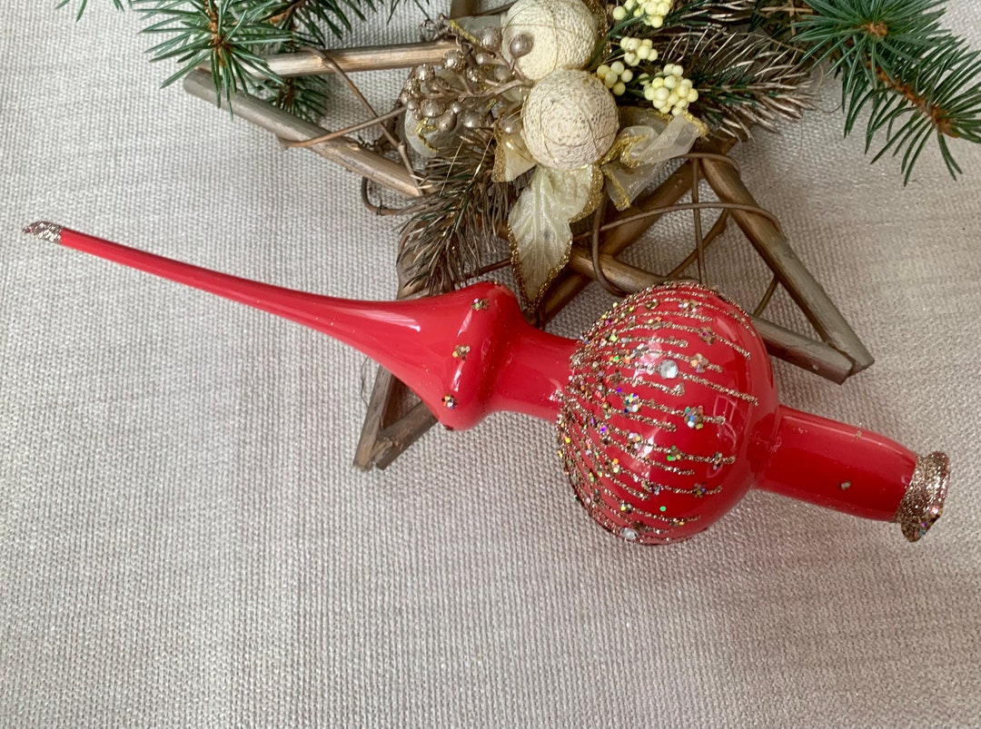 Christmas Glass Tree Topper 9 Inch,vintage Tree Topper Christmas,glass