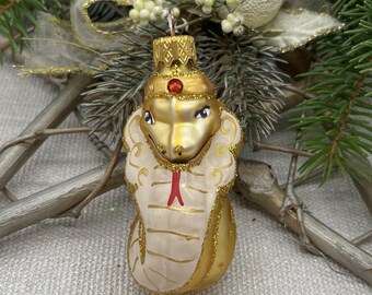 Decorazione natalizia in vetro a forma di serpente dorato, decorazione natalizia per la famiglia, regalo di Natale per gli amici, decorazione natalizia per la nuova casa 2025 - Decorazioni festive per le vacanze