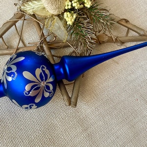 Christmas glass tree topper 9 inch,vintage tree topper Christmas,Glass Finial Xmas Tree top, Festive Spire Ornament, Tree decor
