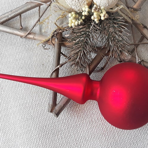 Vintage Christmas Tree Top Glass Ornament Hand Decorated Pink Etsy