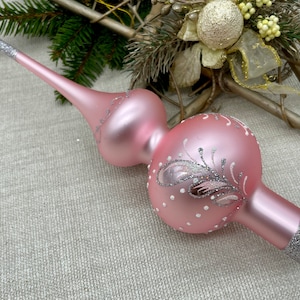 Pink Christmas tree topper mercury Glass Finials Tree top Festive Spire Ornament glass tree toppers new home ornaments 2024 christmas gifts