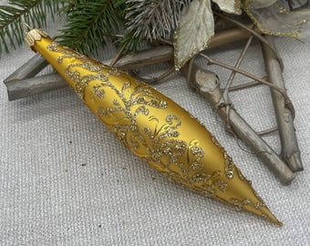 Icicle gold Christmas glass ornaments,blown hand painted glass figurine,Christmas tree ornaments, Christmas gift,Christmas 2025