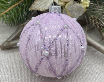 Boule De Noël Vintage En Verre Violet Brillant - Déco De Noël - Fabriquée Aux USA