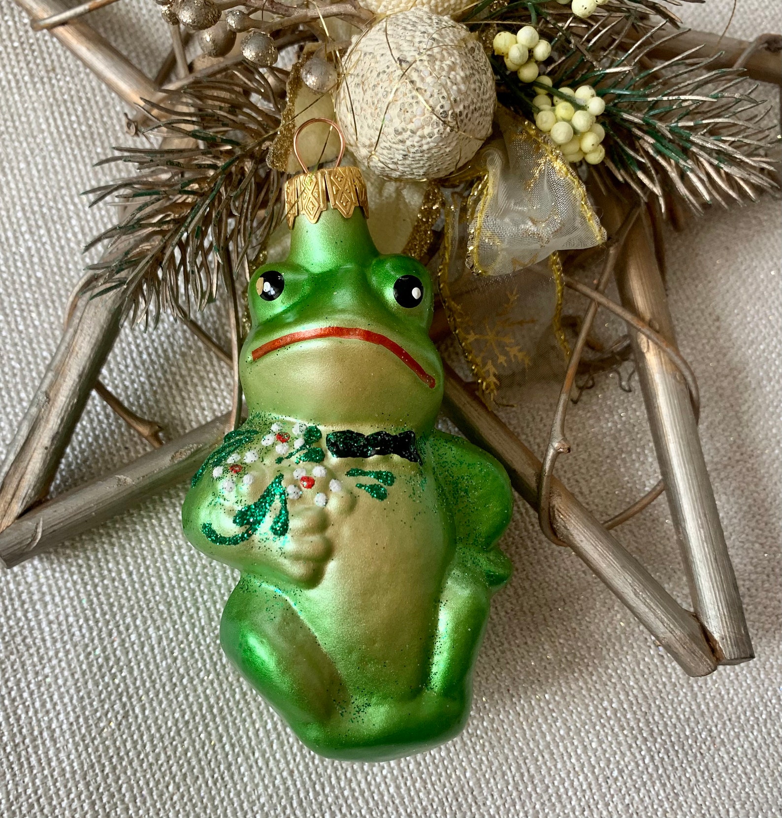 Frog Christmas Glass Ornaments Blown Hand Painted Glass Etsy UK