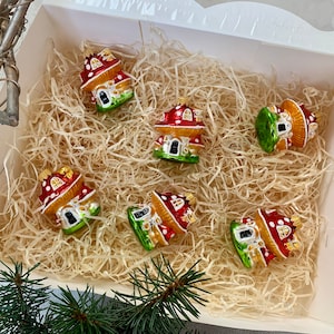 Pilze Sammlung Christbaumschmuck, 6 handgefertigte Weihnachtsglasornamente traditionelle Dekorationen, Vintage XMAS Ornamente