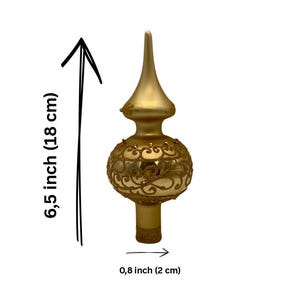 Handmade Tree Topper – Vintage-Style Glass Ornament – 6.5&quot; Christmas Finial – Gold Glass Tree Decoration