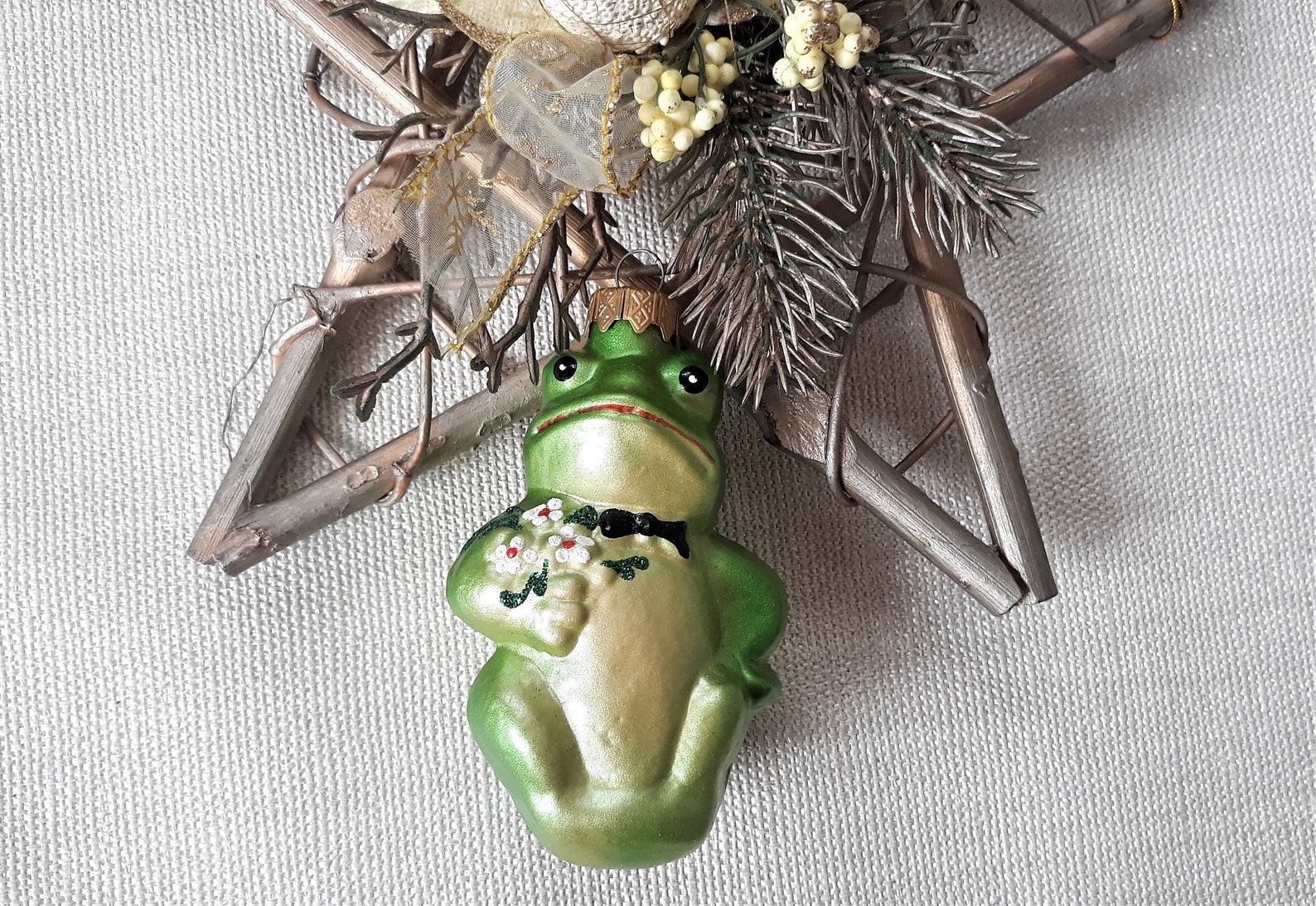 Frog Christmas Glass Ornaments Blown Hand Painted Glass Etsy