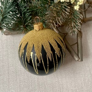 Black Christmas Glass Ball Ornament, Hand Painted Christmas Glass ...