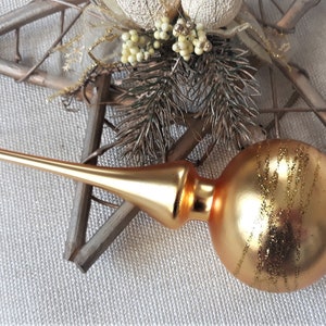 Christmas glass tree topper 9 inch,vintage tree topper Christmas,Glass Finial Xmas Tree top, Festive Spire Ornament, Tree decor