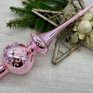Shiny brite Pink Christmas tree topper mercury Glass Finials Tree top Ornament glass tree toppers new home ornaments 2024 christmas gifts
