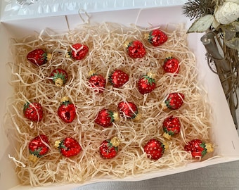 Strawberry collection Christmas glass Ornaments, 20 handmade Christmas glass ornaments traditional decorations, vintage XMAS ornaments